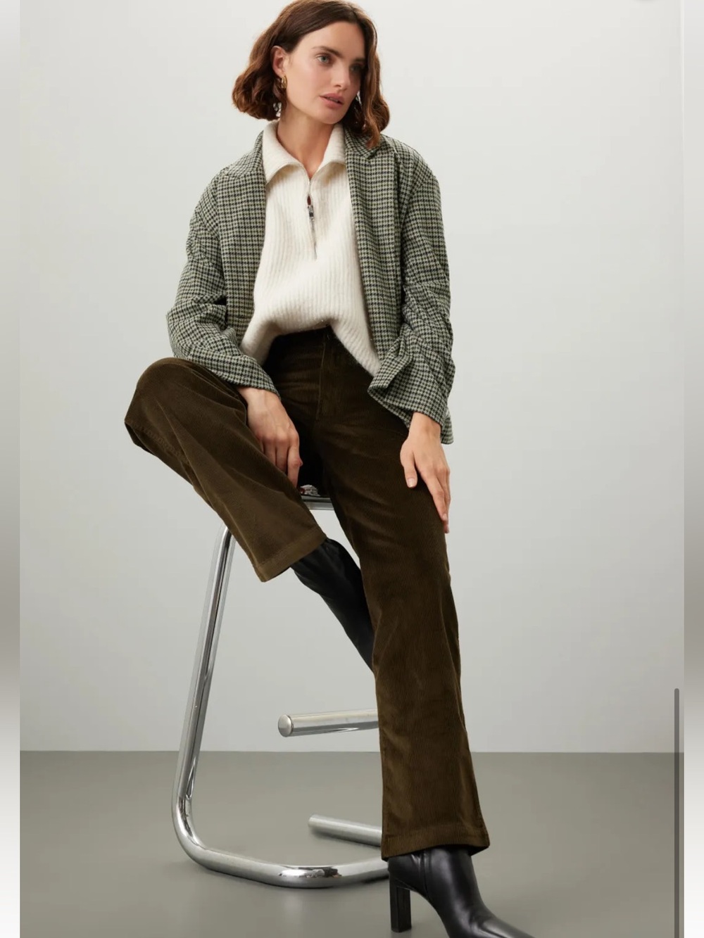Madewell EMMETT Olive Corduroy Wide-Leg Trousers. Size T27